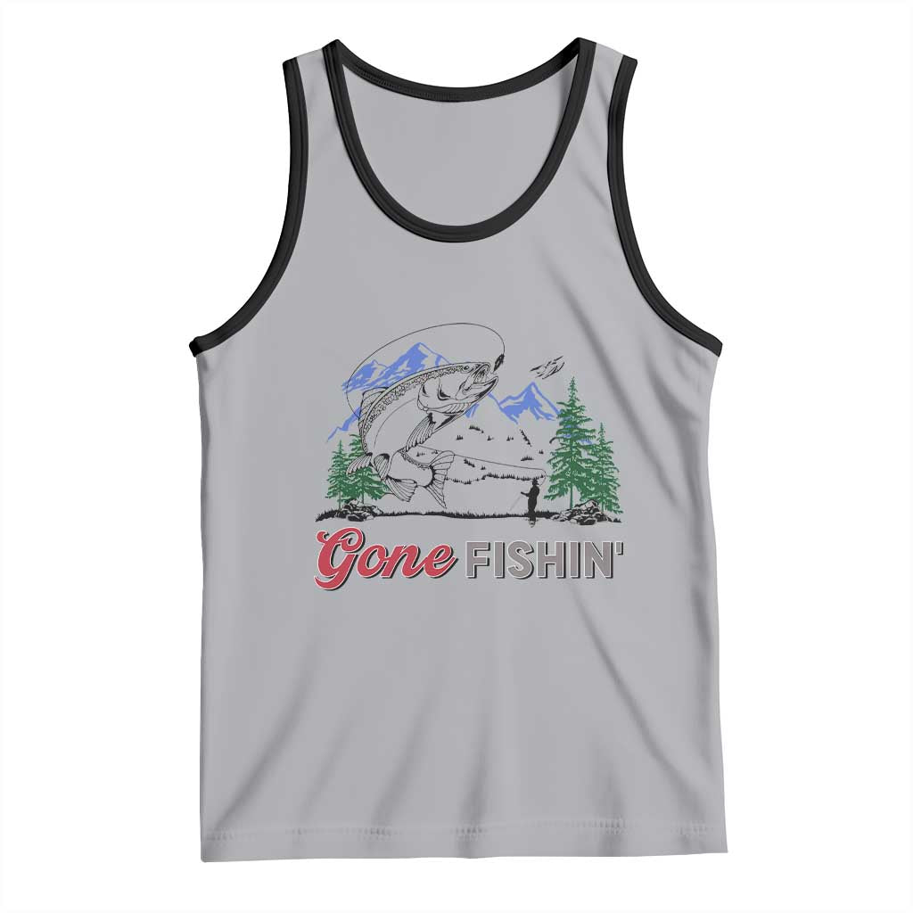 Gone Fishing Tank Top Trout Fishing Lover Montane Forest - Wonder Print Shop