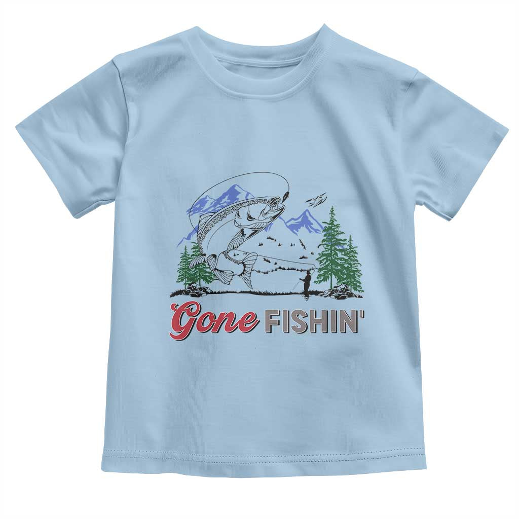 Gone Fishing Toddler T Shirt Trout Fishing Lover Montane Forest - Wonder Print Shop