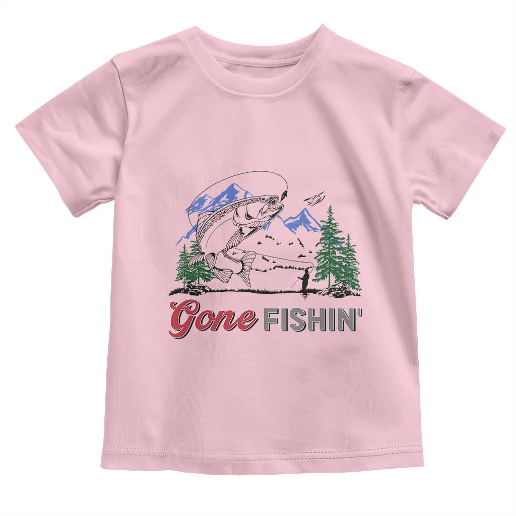 Gone Fishing Toddler T Shirt Trout Fishing Lover Montane Forest - Wonder Print Shop