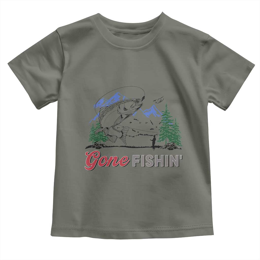 Gone Fishing Toddler T Shirt Trout Fishing Lover Montane Forest - Wonder Print Shop