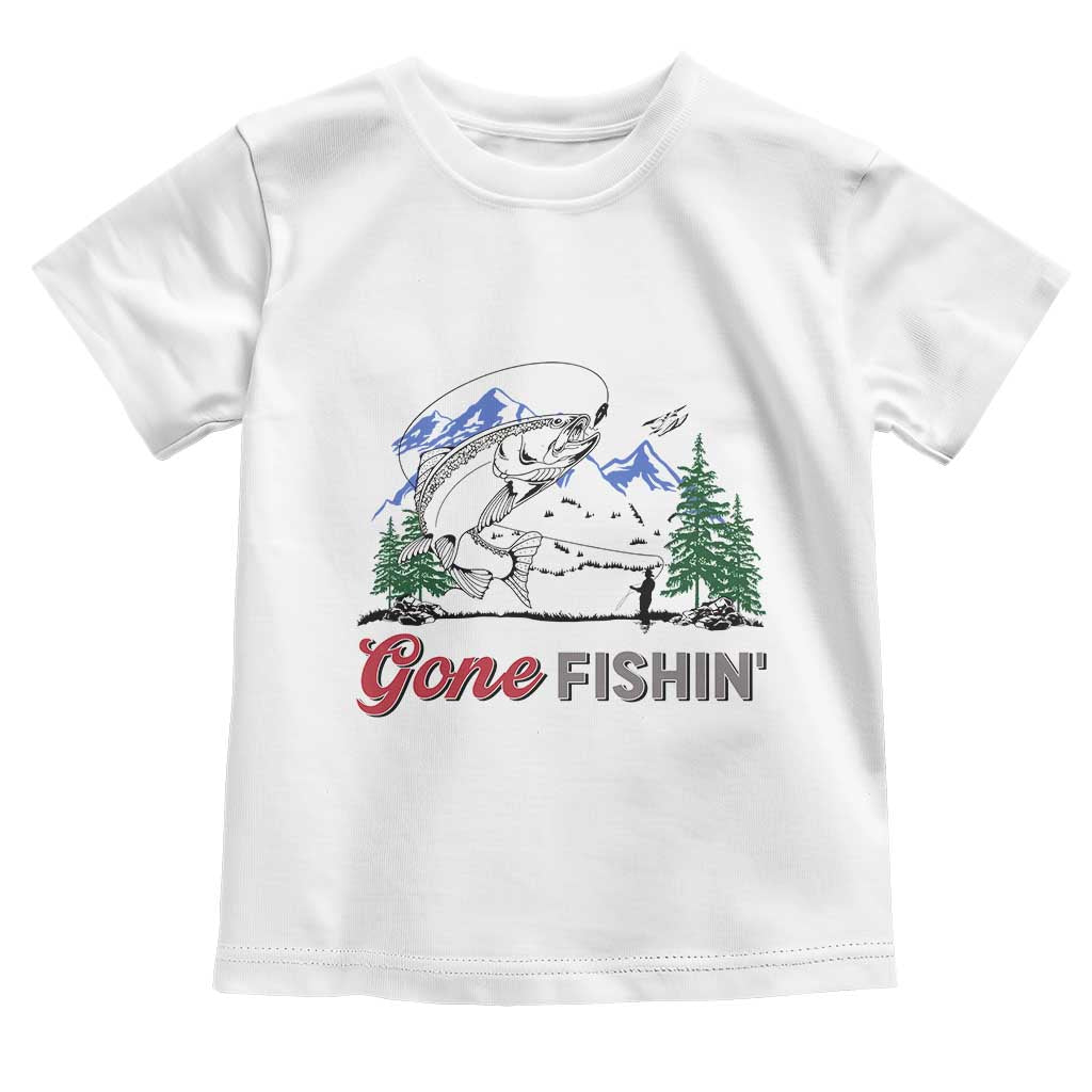 Gone Fishing Toddler T Shirt Trout Fishing Lover Montane Forest - Wonder Print Shop