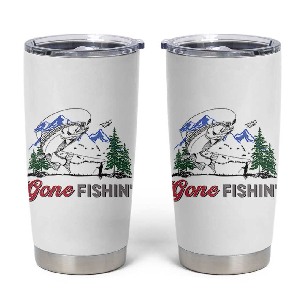 Gone Fishing Tumbler Cup Trout Fishing Lover Montane Forest - Wonder Print Shop