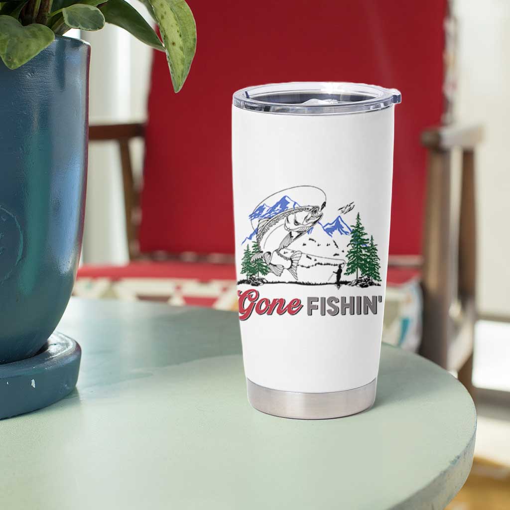 Gone Fishing Tumbler Cup Trout Fishing Lover Montane Forest - Wonder Print Shop