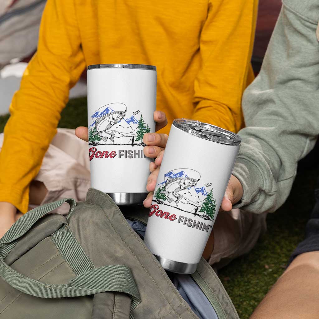 Gone Fishing Tumbler Cup Trout Fishing Lover Montane Forest - Wonder Print Shop