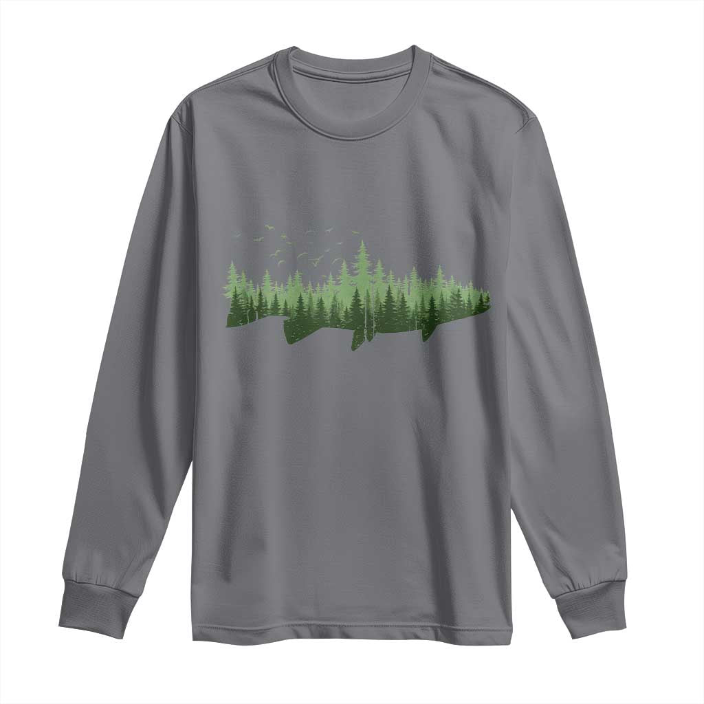 Trout Fly Fishing Outdoor Forest Nature Wildlife Fisherman Long Sleeve Shirt - Wonder Print Shop
