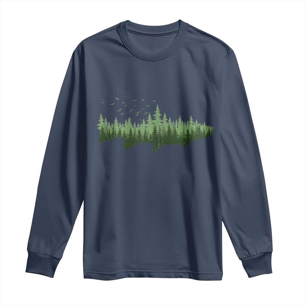 Trout Fly Fishing Outdoor Forest Nature Wildlife Fisherman Long Sleeve Shirt - Wonder Print Shop