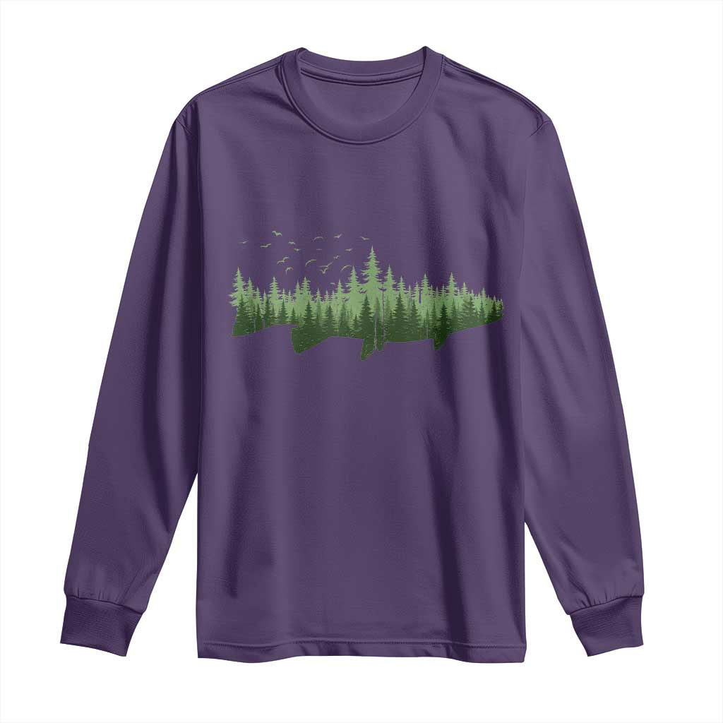 Trout Fly Fishing Outdoor Forest Nature Wildlife Fisherman Long Sleeve Shirt - Wonder Print Shop