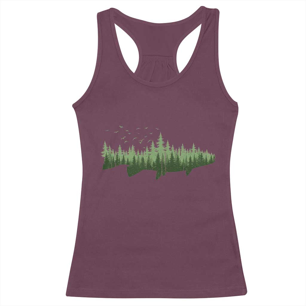 Trout Fly Fishing Outdoor Forest Nature Wildlife Fisherman Racerback Tank Top - Wonder Print Shop