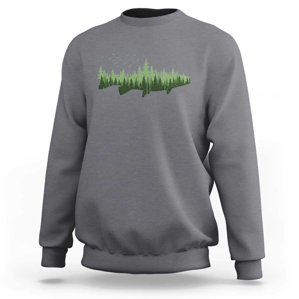 Trout Fly Fishing Outdoor Forest Nature Wildlife Fisherman Sweatshirt - Wonder Print Shop