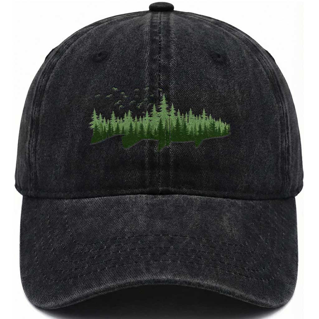 Trout Fly Fishing Outdoor Forest Nature Wildlife Fisherman Washed Cotton Baseball Cap