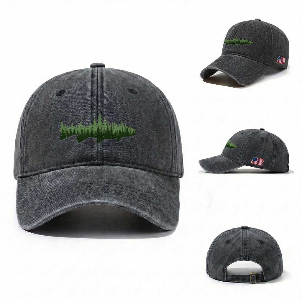 Trout Fly Fishing Outdoor Forest Nature Wildlife Fisherman Washed Cotton Baseball Cap