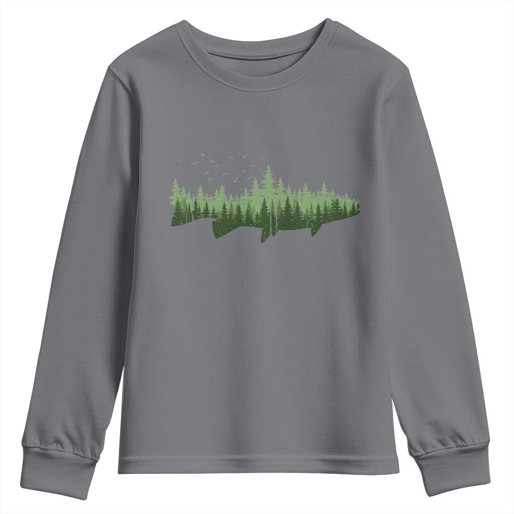 Trout Fly Fishing Outdoor Forest Nature Wildlife Fisherman Youth Sweatshirt - Wonder Print Shop