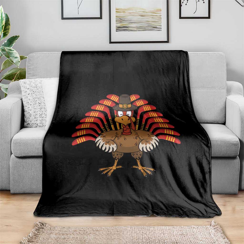 Thanksgiving Ice Hockey Throw Blanket Turkey Pilgrim Hat Fall Season - Wonder Print Shop