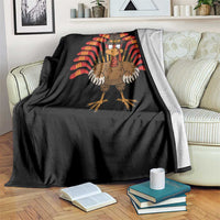 Thanksgiving Ice Hockey Throw Blanket Turkey Pilgrim Hat Fall Season - Wonder Print Shop