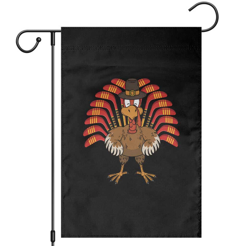 Thanksgiving Ice Hockey Garden Flag Turkey Pilgrim Hat Fall Season - Wonder Print Shop