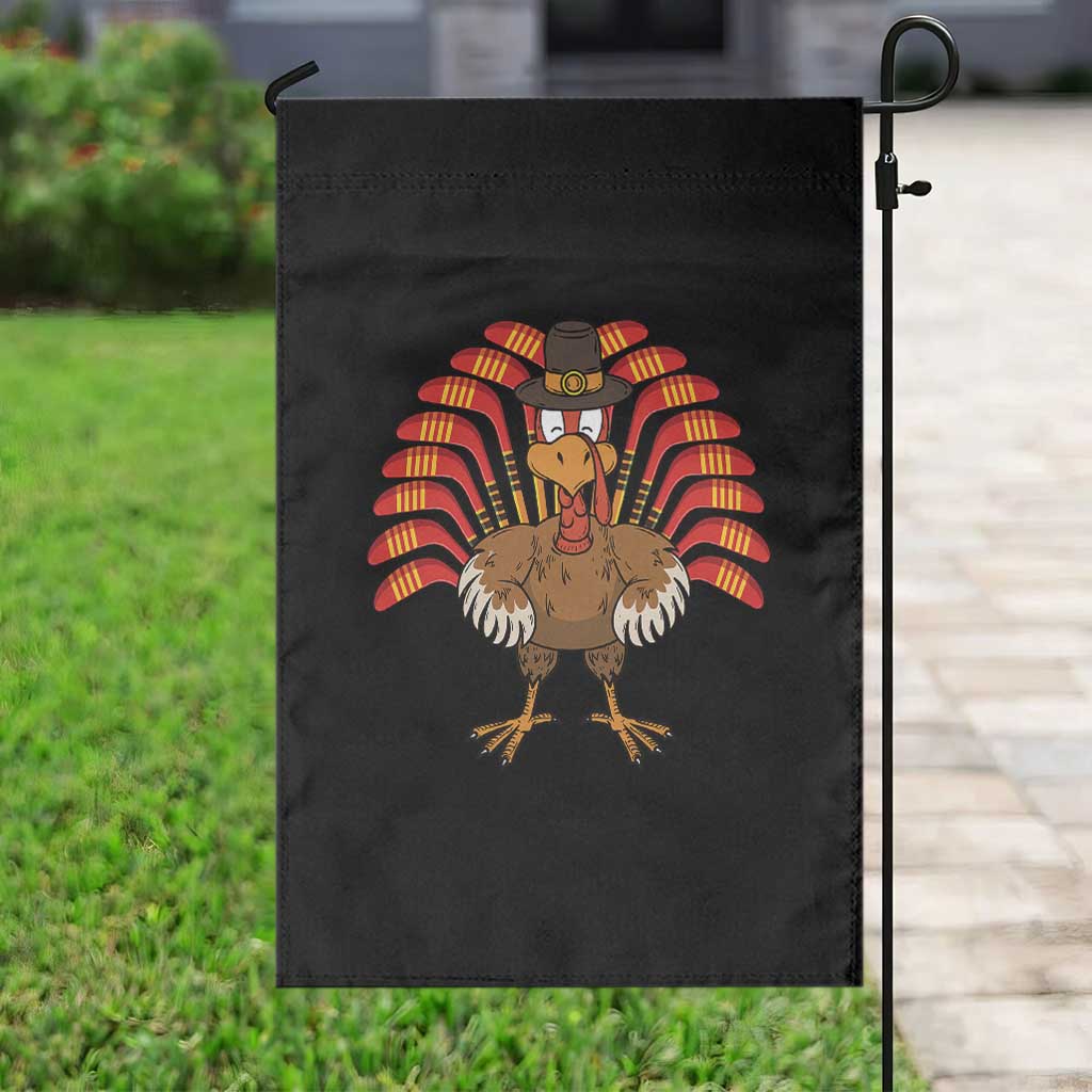 Thanksgiving Ice Hockey Garden Flag Turkey Pilgrim Hat Fall Season - Wonder Print Shop