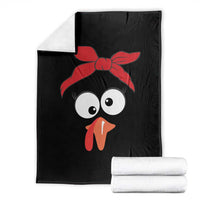 Funny Thanksgiving Throw Blanket Silly Turkey Autumn Season Hens Ribbon - Wonder Print Shop