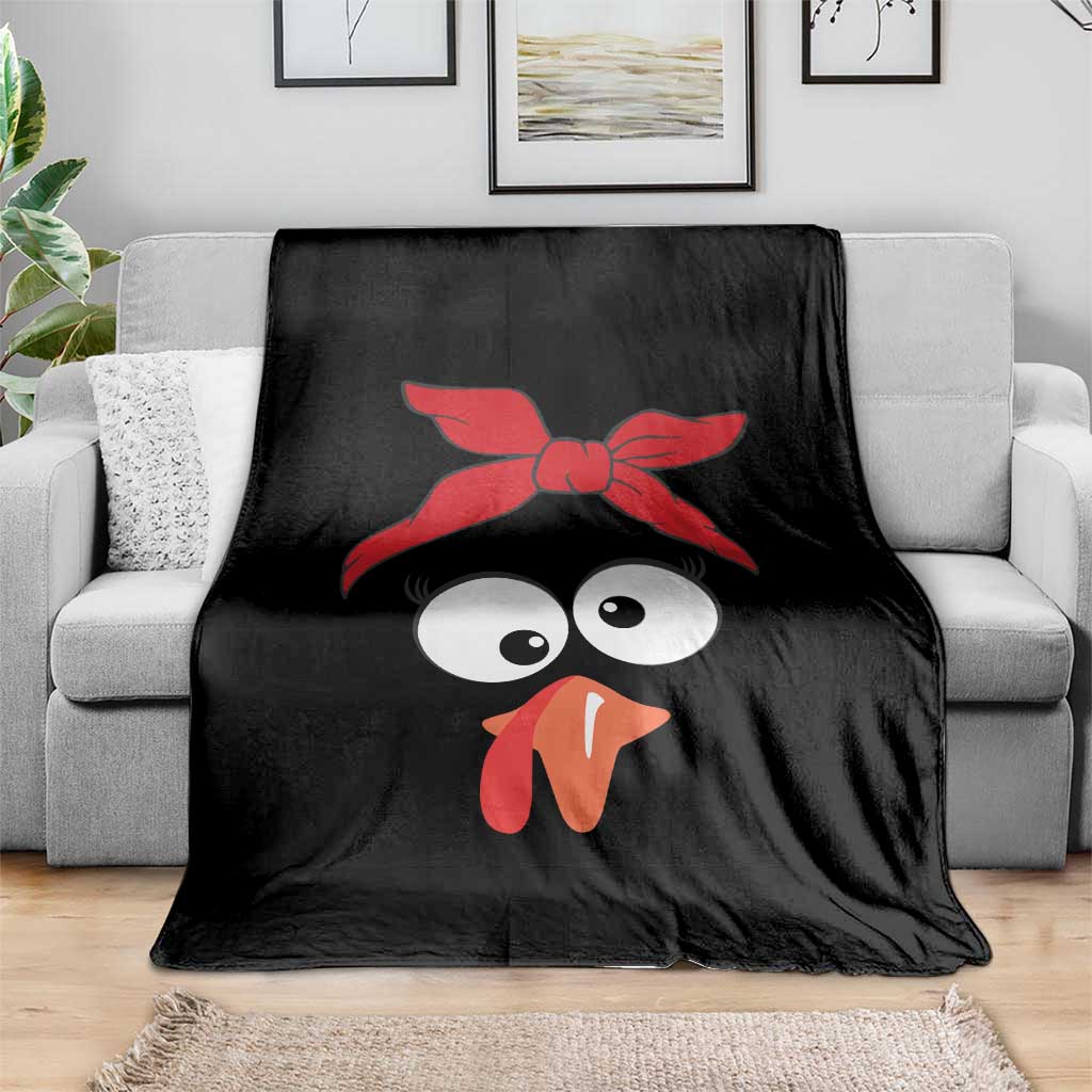 Funny Thanksgiving Throw Blanket Silly Turkey Autumn Season Hens Ribbon - Wonder Print Shop
