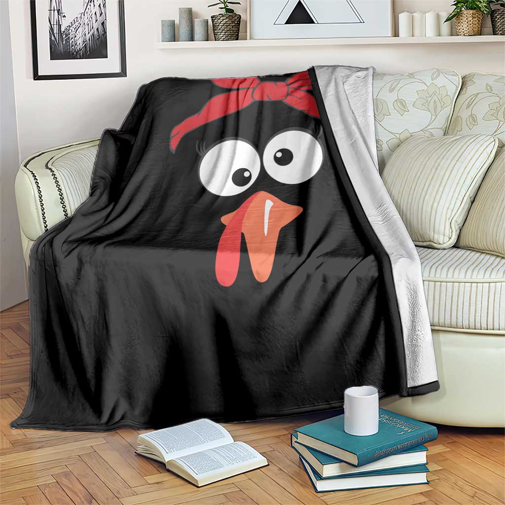 Funny Thanksgiving Throw Blanket Silly Turkey Autumn Season Hens Ribbon - Wonder Print Shop