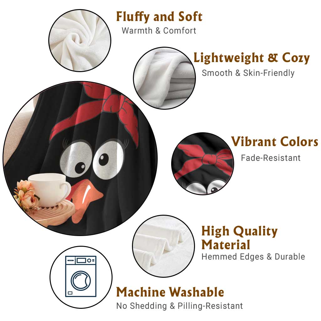 Funny Thanksgiving Throw Blanket Silly Turkey Autumn Season Hens Ribbon - Wonder Print Shop