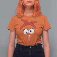 Funny Thanksgiving T Shirt For Women Silly Turkey Autumn Season Hens Ribbon - Wonder Print Shop