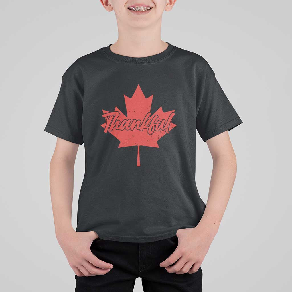 Thanksgiving Day T Shirt For Kid Thankful Vintage Maple Leaf Canada - Wonder Print Shop