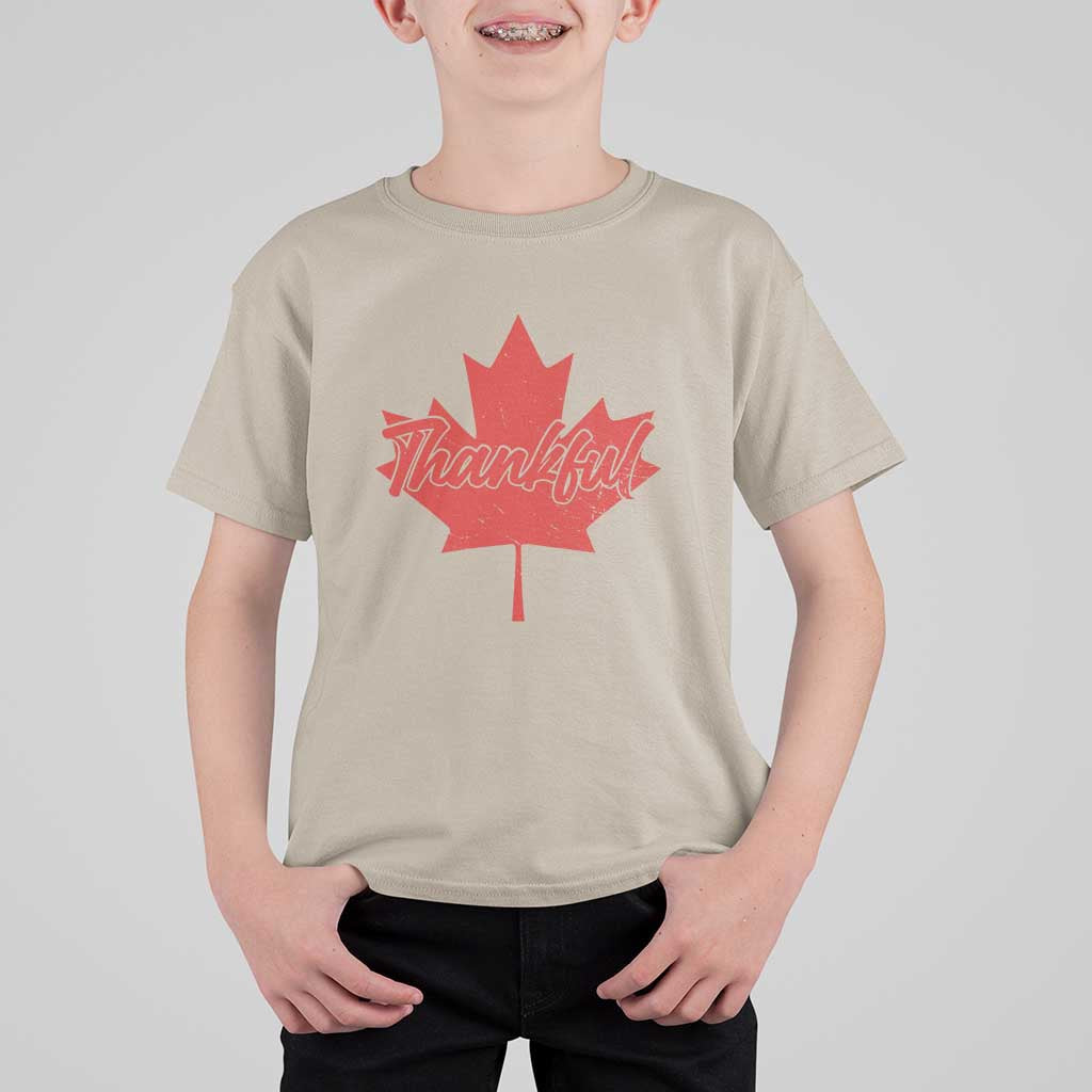Thanksgiving Day T Shirt For Kid Thankful Vintage Maple Leaf Canada - Wonder Print Shop