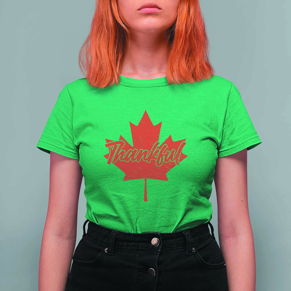 Thanksgiving Day T Shirt For Women Thankful Vintage Maple Leaf Canada - Wonder Print Shop