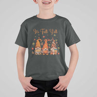 Autumn Season T Shirt For Kid It's Fall Y'all Gnomies Thanksgiving Maple Leaf - Wonder Print Shop