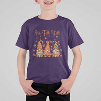 Autumn Season T Shirt For Kid It's Fall Y'all Gnomies Thanksgiving Maple Leaf - Wonder Print Shop