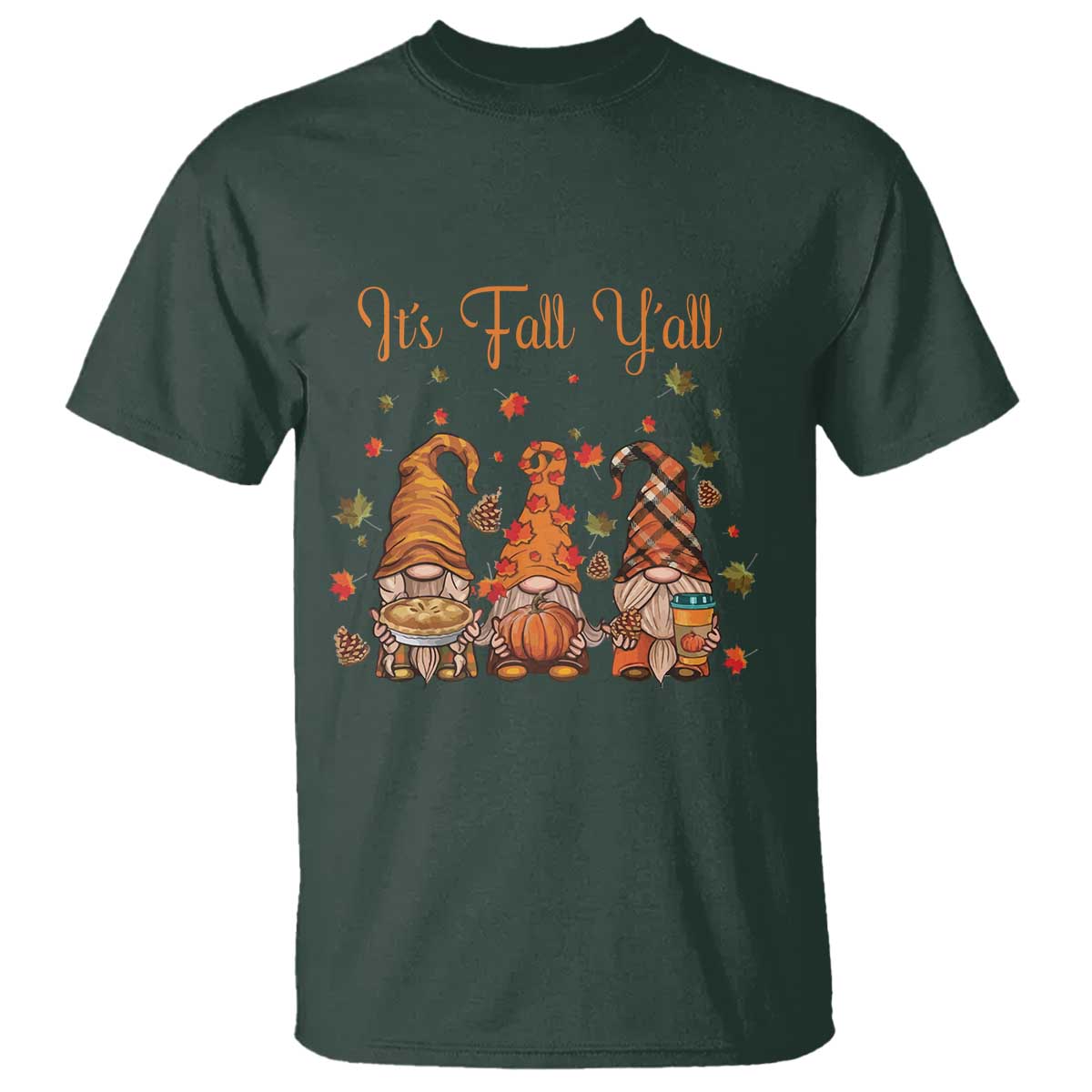 Autumn Season T Shirt It's Fall Y'all Gnomies Thanksgiving Maple Leaf - Wonder Print Shop