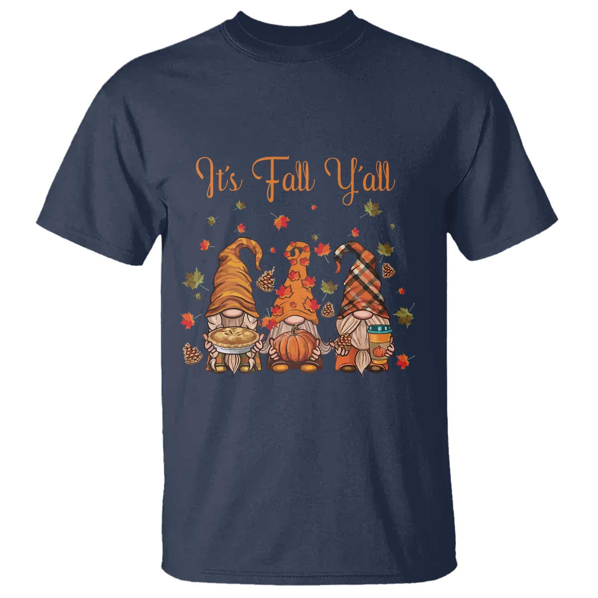 Autumn Season T Shirt It's Fall Y'all Gnomies Thanksgiving Maple Leaf - Wonder Print Shop