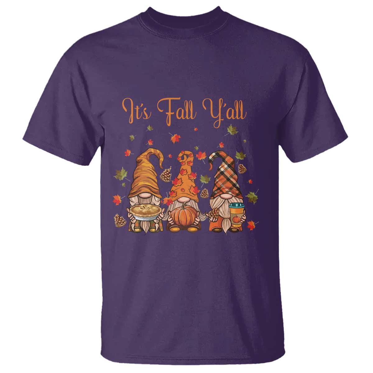 Autumn Season T Shirt It's Fall Y'all Gnomies Thanksgiving Maple Leaf - Wonder Print Shop