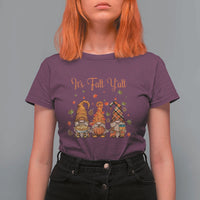 Autumn Season T Shirt For Women It's Fall Y'all Gnomies Thanksgiving Maple Leaf - Wonder Print Shop