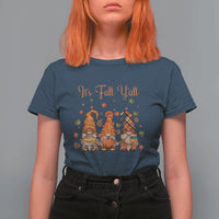 Autumn Season T Shirt For Women It's Fall Y'all Gnomies Thanksgiving Maple Leaf - Wonder Print Shop