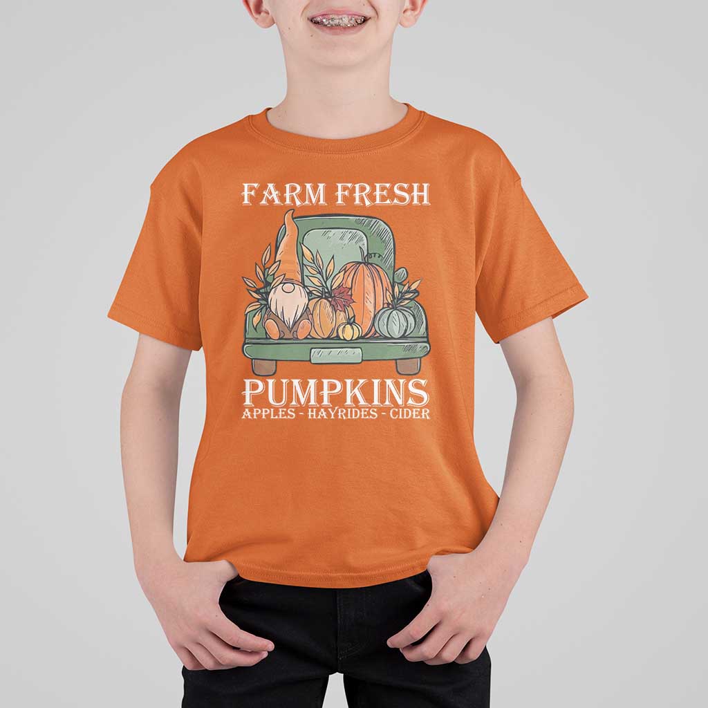 Thanksgiving T Shirt For Kid Farm Fresh Pumpkins Apples Hayrides Cider Autumn Season - Wonder Print Shop