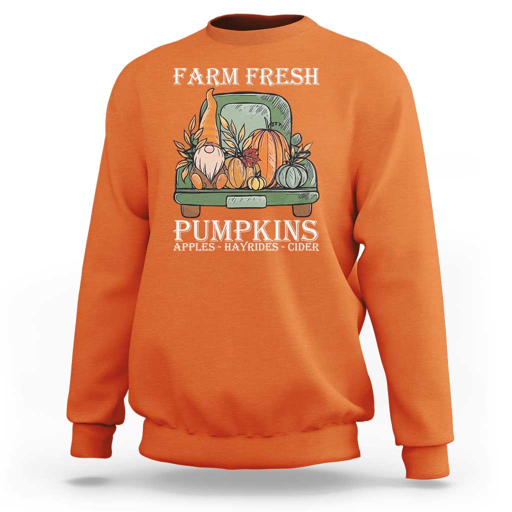Thanksgiving Sweatshirt Farm Fresh Pumpkins Apples Hayrides Cider Autumn Season - Wonder Print Shop