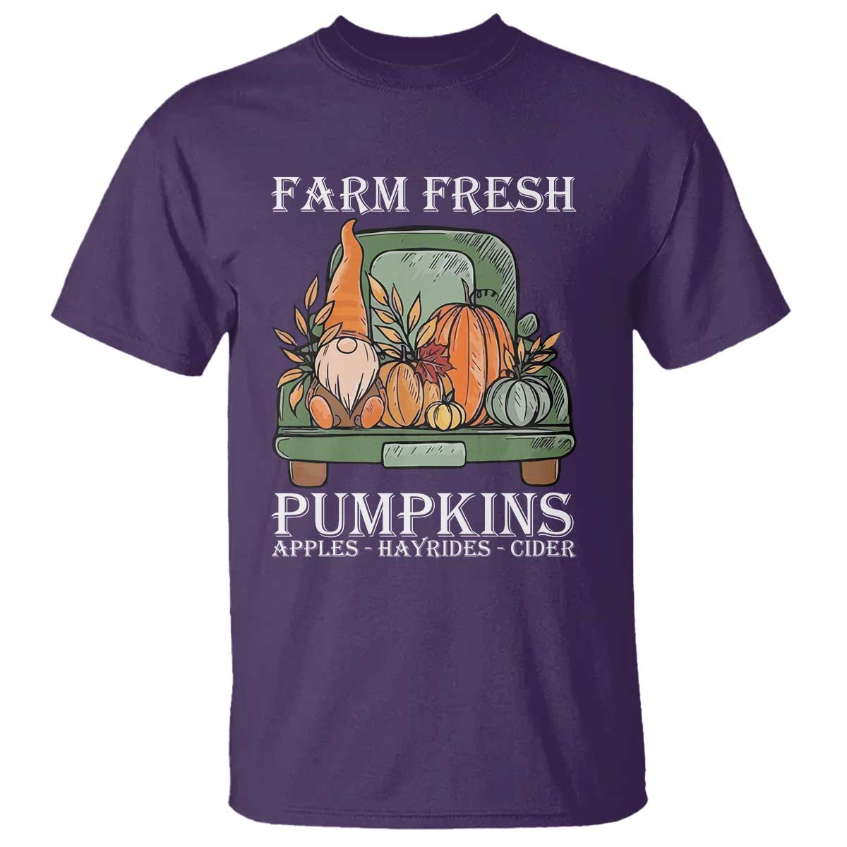 Thanksgiving T Shirt Farm Fresh Pumpkins Apples Hayrides Cider Autumn Season - Wonder Print Shop