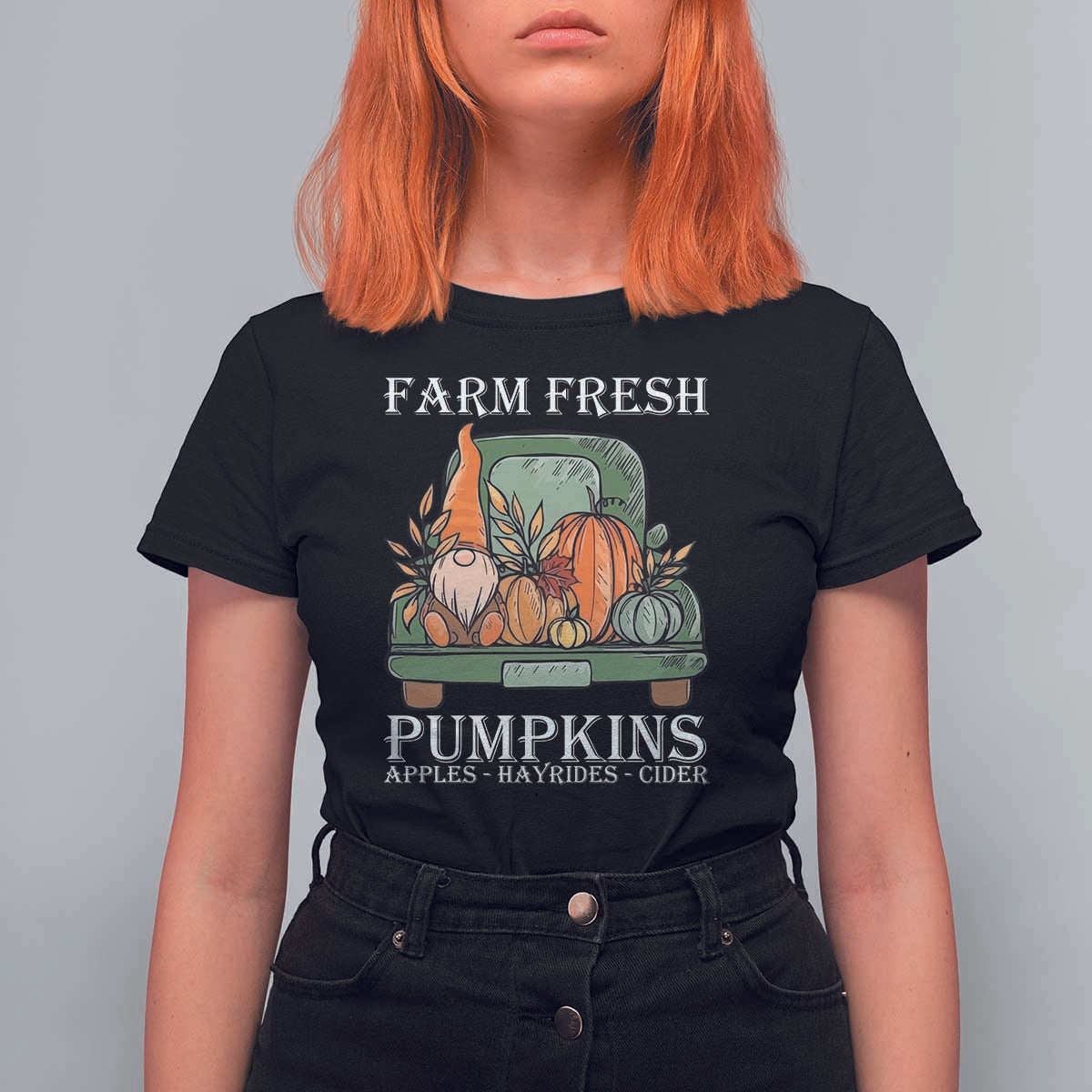 Thanksgiving T Shirt For Women Farm Fresh Pumpkins Apples Hayrides Cider Autumn Season - Wonder Print Shop