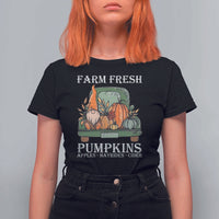 Thanksgiving T Shirt For Women Farm Fresh Pumpkins Apples Hayrides Cider Autumn Season - Wonder Print Shop