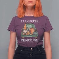 Thanksgiving T Shirt For Women Farm Fresh Pumpkins Apples Hayrides Cider Autumn Season - Wonder Print Shop