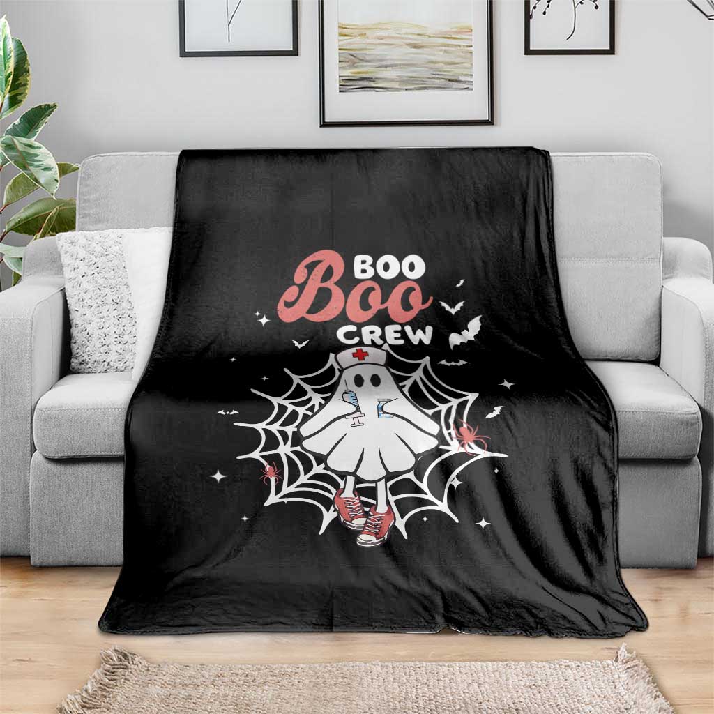 Halloween Nurse Throw Blanket Boo Boo Crew Cute Ghost Nursing - Wonder Print Shop