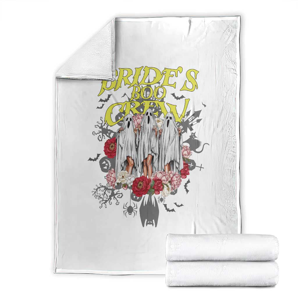 Halloween Bachelorette Party Throw Blanket Bride's Boo Crew Ghost Vintage Flower - Wonder Print Shop
