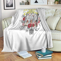 Halloween Bachelorette Party Throw Blanket Bride's Boo Crew Ghost Vintage Flower - Wonder Print Shop