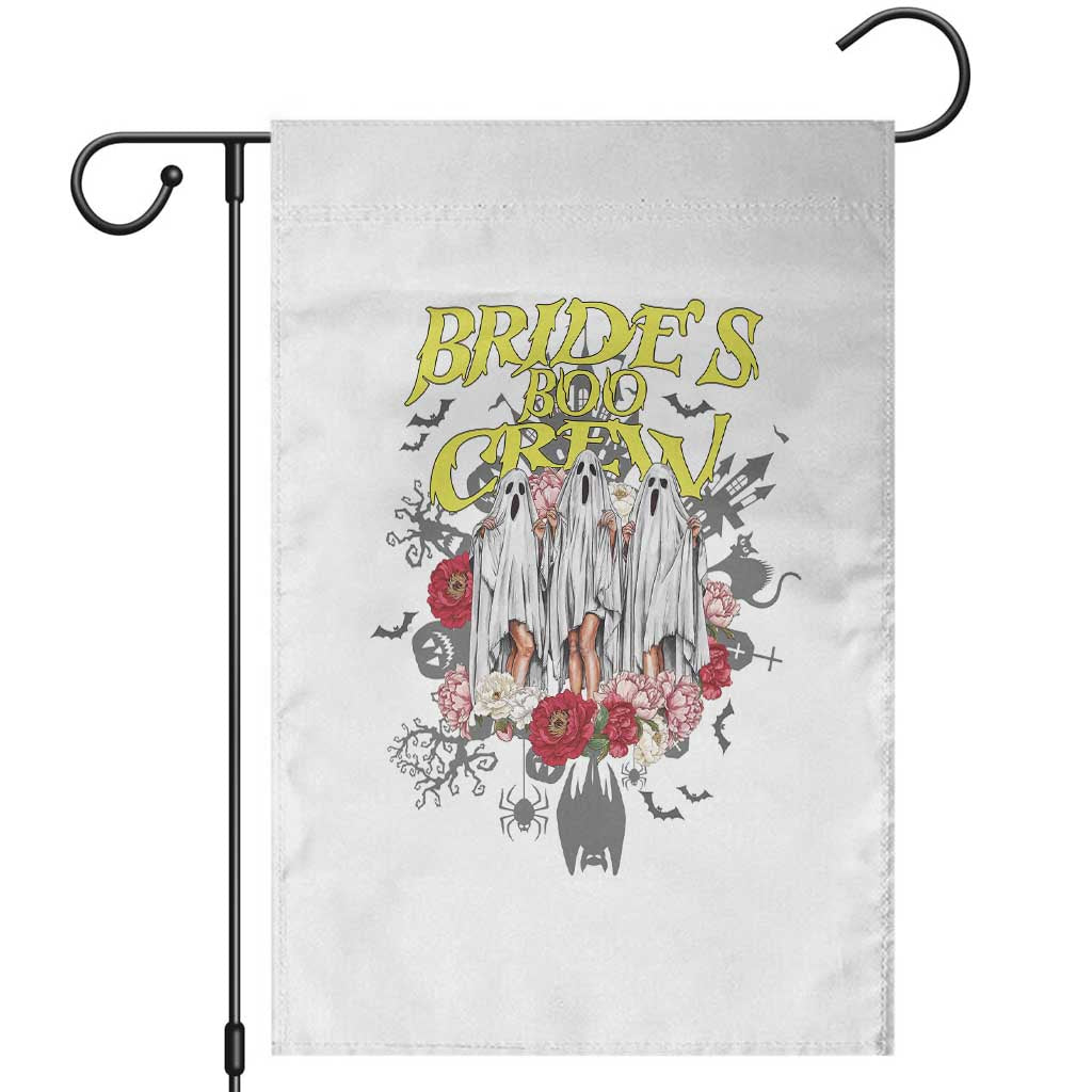 Halloween Bachelorette Party Garden Flag Bride's Boo Crew Ghost Vintage Flower - Wonder Print Shop