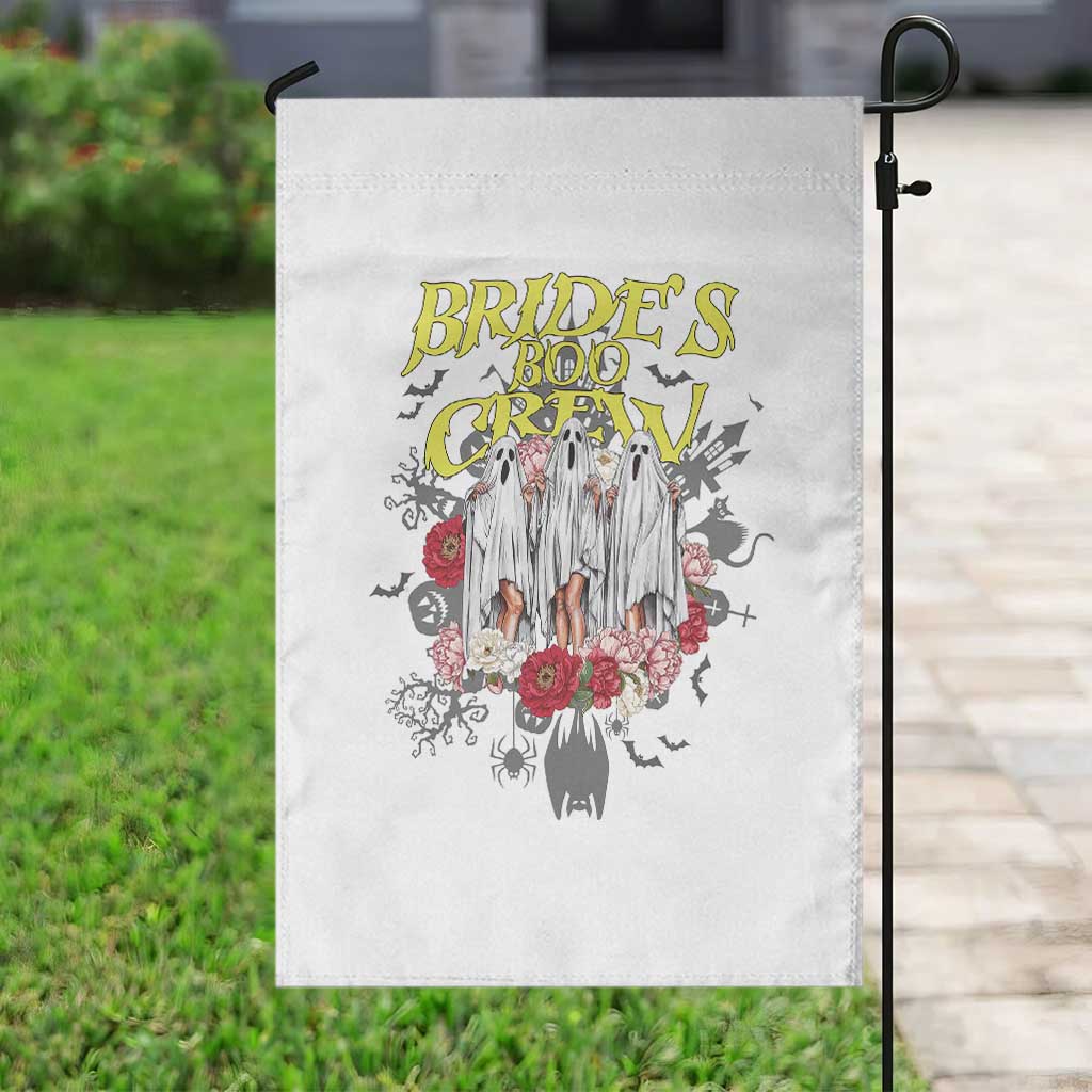 Halloween Bachelorette Party Garden Flag Bride's Boo Crew Ghost Vintage Flower - Wonder Print Shop
