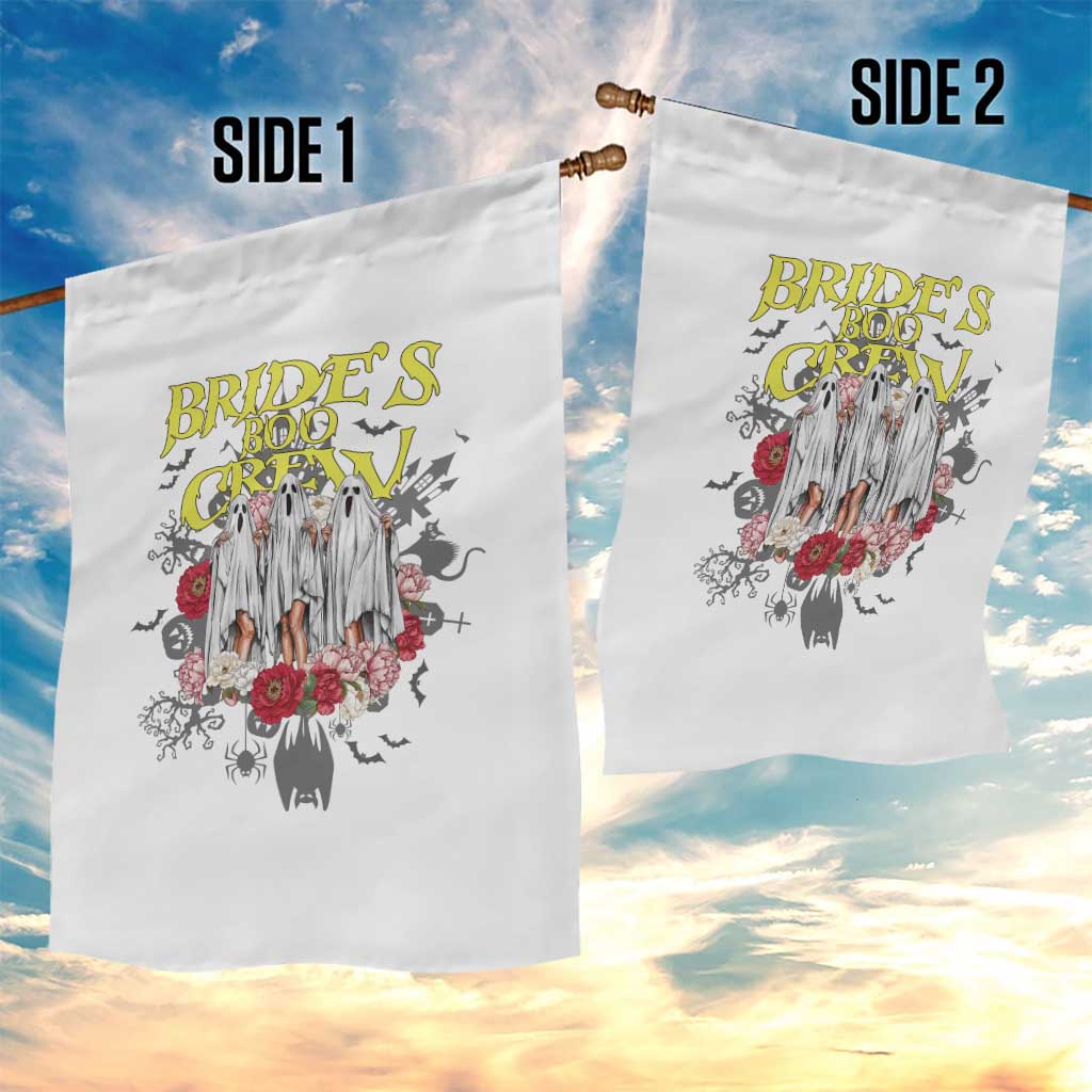 Halloween Bachelorette Party Garden Flag Bride's Boo Crew Ghost Vintage Flower - Wonder Print Shop