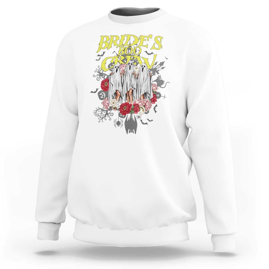 Halloween Bachelorette Party Sweatshirt Bride's Boo Crew Ghost Vintage Flower - Wonder Print Shop