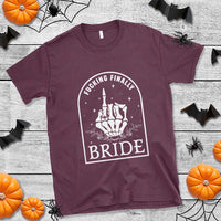 Funny Wedding Halloween T Shirt Fucking Finally Bride Skeleton Rings Bachelorette Party - Wonder Print Shop