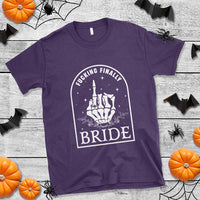 Funny Wedding Halloween T Shirt Fucking Finally Bride Skeleton Rings Bachelorette Party - Wonder Print Shop